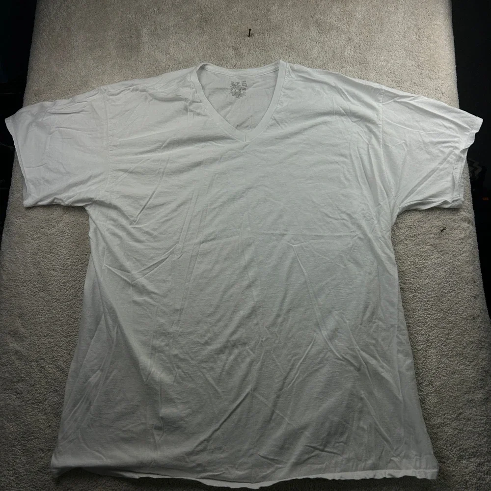 Fruit of the Loom Solid V-Neck T-Shirt 3XT White 5 Pack Tall Basic Normcore